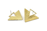 Brass Triangle Earring, 2 Raw Brass Triangle Stud Earrings (35x41x1mm) U068 A2201