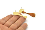 Brass Irregular Earring, 6 Raw Brass Irregular Stud Earrings With 1 Hole (44x12.5x8x0.80mm) D1160 A2217