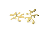 Brass Leaf Earring, 10 Raw Brass Leaf Stud Earrings  (24x20x0.60mm) D0775 A2221