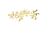 Brass Leaf Earring, 10 Raw Brass Leaf Stud Earrings  (24x20x0.60mm) D0775 A2221