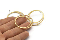 Brass Round Earring, 6 Raw Brass Round Stud Earrings (39x1mm) D0592 A2219