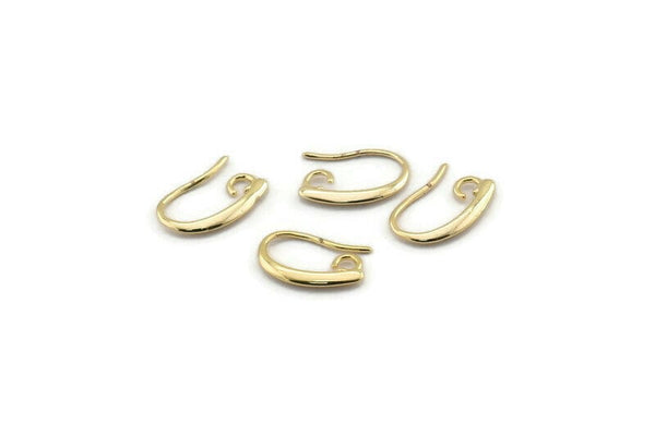 Gold Ear Hooks, 8 Gold Plated Brass Earring Wires, Earring Hooks (14x9mm) BS 1821