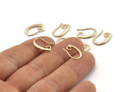 Gold Ear Hooks, 8 Gold Plated Brass Earring Wires, Earring Hooks (14x9mm) BS 1821