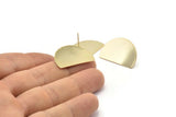 Gold Semi Circle Earring, 2 Gold Plated Brass Half Moon Stud Earrings (26.5x17.5x0.50mm) D986 A1307 Q1065