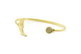 Brass Moon Cuff, Raw Brass Moon Cuff Stone Setting With 1 Pad -  Pad Size 8mm N1584