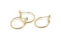 Gold Earring Clasp, 4 Gold Plated Brass Round Earring Findings (20x1.2mm) D1598