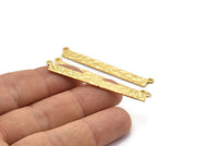 Gold Rectangle Pendant, 2 Gold Plated Brass Hammered Rectangle Pendants with 2 Loops, Necklace Findings (53x5x0.80mm) BS 2308