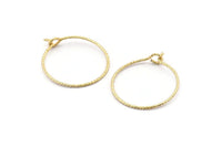 Gold Earring Wire, 12 Textured Gold Plated Brass Earring Wires (20x0.70mm) D1619