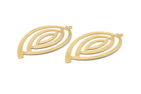Gold Marquise Charm, 4 Gold Plated Brass Marquise Charms With 1 Loop, Findings (53x30x0.30mm) D1672