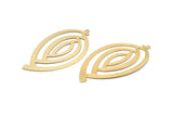 Gold Marquise Charm, 4 Gold Plated Brass Marquise Charms With 1 Loop, Findings (53x30x0.30mm) D1672
