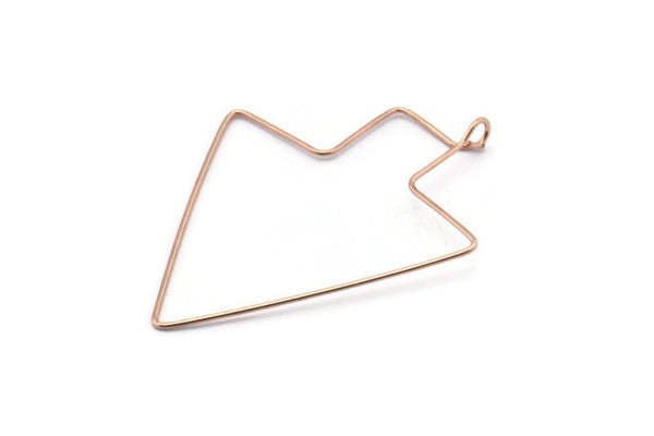 Rose Gold Arrow Wire Earring, 18 Rose Gold Plated Brass Wire Arrow Sign Earring Charms, Pendants, Findings (46x34x0.7mm) E355 Q1064
