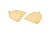 Gold D Shape,  8 Gold Plated Brass D Shape Charms With 1 Loop And 5 Holes (18x17x0.50mm) M1056
