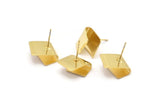 Gold Crimp Earring, 4 Gold Plated Brass Stud Earrings (12x15mm) D1341 A1376