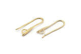 Gold Ear Hooks, 8 Gold Plated Brass Earring Wires, Earring Hooks (24x7mm) BS 1826