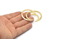 Gold Moon Charm, 2 Gold Plated Brass Crescent Moon Charms With 2 Holes, Pendants (42x16x0.80mm) M439 Q1098