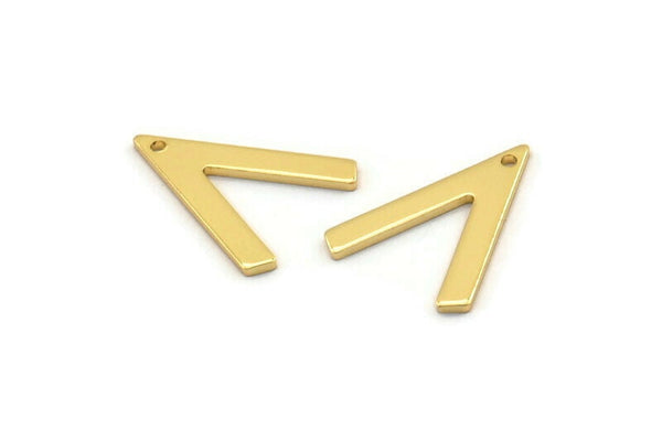 Gold V Shape, 6 Gold Plated Brass V Shaped Charms With 1 Hole (19x15x1mm) M01166
