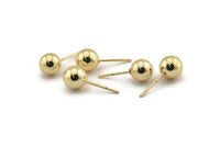 Gold Ball Earring, 6 Gold Plated Brass Ball Stud Earrings, Stainless Steel Earring Posts 8mm Ear Studs BS 1072 N0558