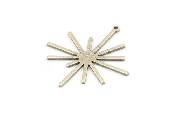 Silver Boom Charm, 4 Textured Antique Silver Plated Brass Boom Charms With 1 Loop (40x38x1mm) D1397 H1359