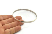 Silver Circle Connectors, 2 Antique Silver Plated Brass Circle Connectors (70x1.5x5mm) D1457 H1231