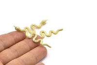Brass Snake Pendant, 2 Raw Brass Snake Pendants With 1 Loop, Charms, Findings (53x13x1.8mm) N1600