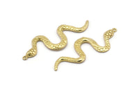 Brass Snake Pendant, 2 Raw Brass Snake Pendants With 1 Loop, Charms, Findings (49x17x2.8mm) N1602
