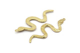 Brass Snake Pendant, 2 Raw Brass Snake Pendants With 1 Loop, Charms, Findings (49x17x2.8mm) N1602