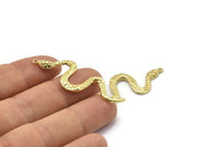 Brass Snake Pendant, 2 Raw Brass Snake Pendants With 1 Loop, Charms, Findings (49x17x2.8mm) N1602