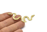 Brass Snake Pendant, 2 Raw Brass Snake Pendants With 1 Loop, Charms, Findings (49x17x2.8mm) N1602