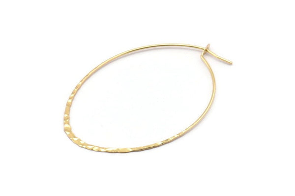 Gold Drop Earring, 4 Hammered Gold Plated Brass Wire Drop Earring Charms, Pendants, Findings (57x43x0.8mm) E330 Q1121