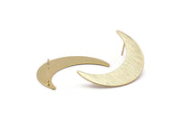 Gold Moon Earring, 2 Textured Gold Plated Brass Crescent Moon Stud Earrings (35x9x0.80mm) M172 A1582 H0299