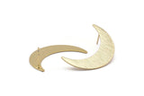 Gold Moon Earring, 2 Textured Gold Plated Brass Crescent Moon Stud Earrings (35x9x0.80mm) M172 A1582 H0299