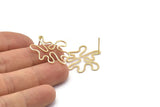 Gold Leaf Earring, 4 Gold Plated Brass Leaf Stud Earrings (26x21x0.60mm) D0776 A1215 Q1019
