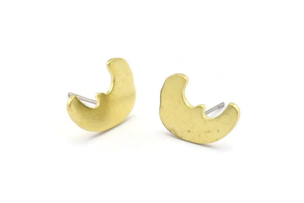 Brass Irregular Earring, 6 Raw Brass Irregular Stud Earrings (16x11x1mm) N1599