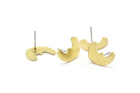 Brass Irregular Earring, 6 Raw Brass Irregular Stud Earrings (16x11x1mm) N1599