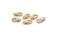 Gold Parrot Clasp, 6 Gold Plated Brass Lobster Claw Clasps (17x9mm) N0528