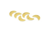Brass Moon Charm, 24 Raw Brass Crescent Moon Charms With 1 Hole, Blanks (15x6x0.80mm) A2228