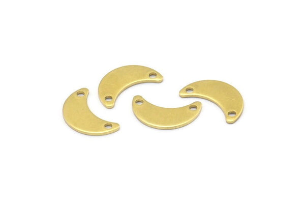 Brass Moon Charm, 24 Raw Brass Crescent Moon Charms With 2 Holes, Blanks (15x6x0.80mm) A2233