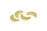 Brass Moon Charm, 24 Raw Brass Crescent Moon Charms With 5 Holes, Blanks (15x6x0.80mm) A2224
