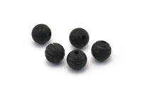 Black Ball Bead, 24 Oxidized Black Brass Spacer Beads, Findings (8mm) D1267 H1232