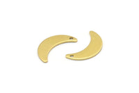 Brass Moon Charm, 24 Raw Brass Crescent Moon Charms With 1 Hole, Blanks (20x6x0.80mm) A2226