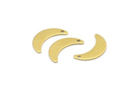 Brass Moon Charm, 24 Raw Brass Crescent Moon Charms With 1 Hole, Blanks (20x6x0.80mm) A2226