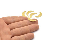 Brass Moon Charm, 24 Raw Brass Crescent Moon Charms With 1 Hole, Blanks (20x6x0.80mm) A2226