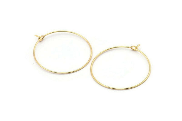 Gold Earring Wire, 12 Gold Plated Brass Earring Wires (30x0.7mm) BS 1082 Q1058
