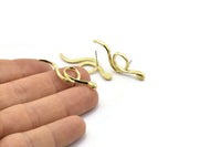 Brass Snake Earring, 4 Raw Brass Snake Stud Earrings (38x13x2mm) N1593