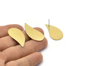 Brass Drop Earring, 6 Raw Brass Drop Stud Earrings (33x16x1mm) D0781 A2355