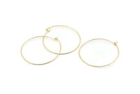 Gold Earring Wires, 12 Gold Plated Brass Earring Wires (35x0.7mm) Bs 1081 Q1059