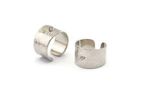 Hammered Ring Setting - 1 Silver Tone Brass Hammered Adjustable Smooth Ring Setting for Soldering With 1 Loop (20-23mm) E583 H1235