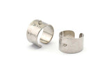 Hammered Ring Setting - 1 Silver Tone Brass Hammered Adjustable Smooth Ring Setting for Soldering With 1 Loop (20-23mm) E583 H1235