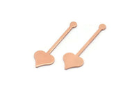 Copper Heart Blank, 24 Raw Copper Spade Blanks, Stamping Blanks (30x9x0.80mm) M02025