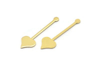 Brass Heart Blank, 24 Raw Brass Spade Blanks, Stamping Blanks (30x9x0.80mm) M02042